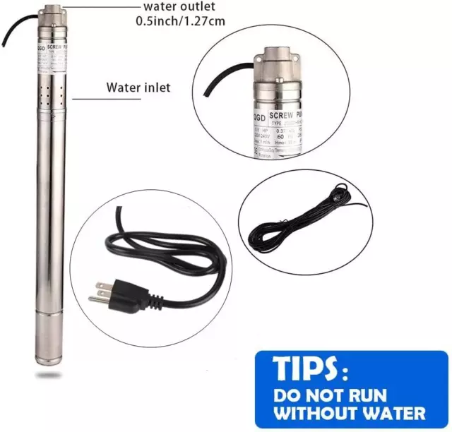 2" Stainless Steel Screw Pump Submersible Deep Well Pump Water Pumps 2