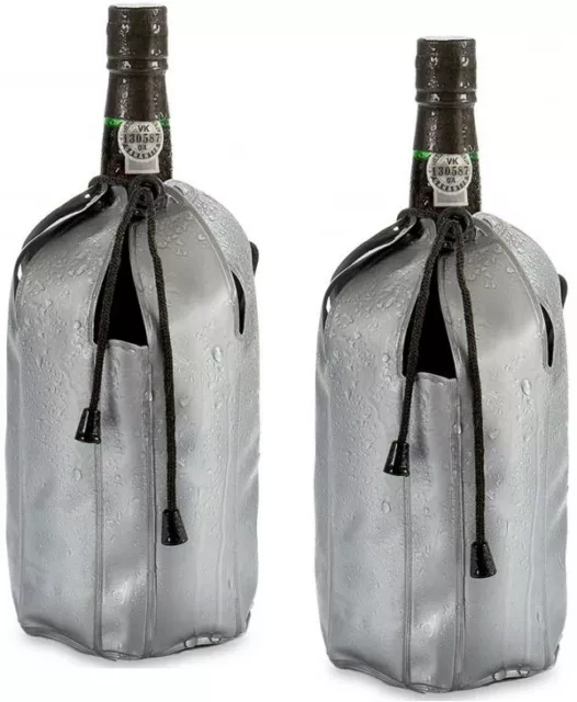 2x Weinflaschenkühler Wein Flaschenkühler Kühlmanschette Kühlakku mit Kordelzug