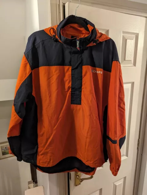 Ralph Lauren CHAPS Mens Hooded Half Zip Jacket Size Large Rain Coat Windbreaker