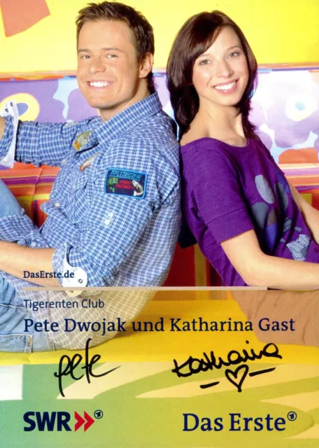 Originale Autogrammkarte von Pete Dwojak & Katharina Gast - TIGERENTEN CLUB