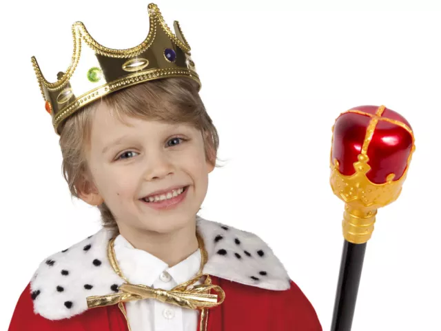 Prinz König Kinder Kostüm Set Königskrone Königszepter Karneval  Kv-144