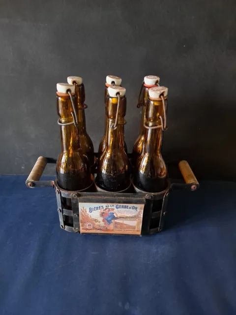 Casier + 6 bouteilles bière 25 cl Val d'Ajol (Vosges) pour décoration