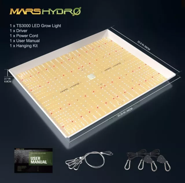 Mars Hydro TS 3000 LED Grow Light Vollspektrum Pflanzenlampe NEUWERTIG