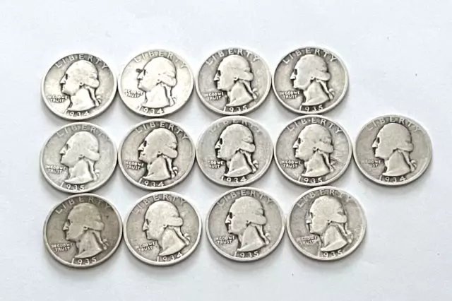 Lot Of 90% Silver Coins ~ 13 Washington Quarters ~ Various Dates   #12