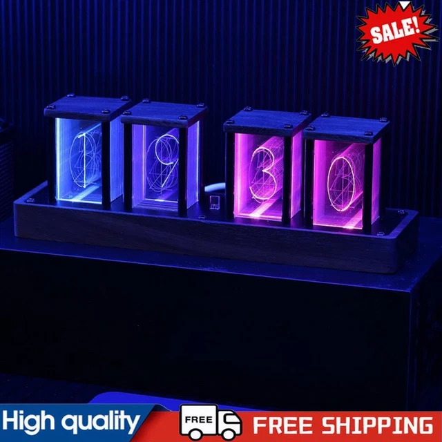 Retro 8-Bit Tube Clock – 12/24H LED Display, WiFi APP Control, DIY Desk Clock