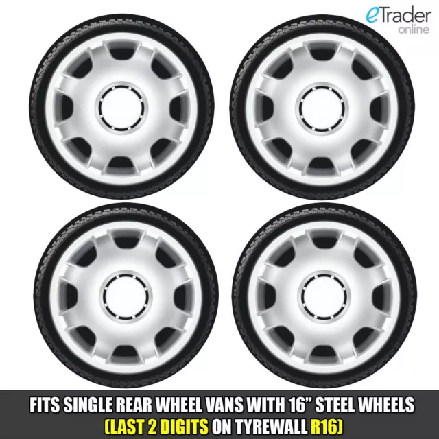 VW Volkswagen Transporter T4 & T5 16" Wheel Trims - SET OF 4 Hub Caps Silver