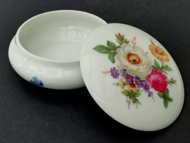 Pretty Vintage French Porcelain Floral Lidded Trinket Pot Box