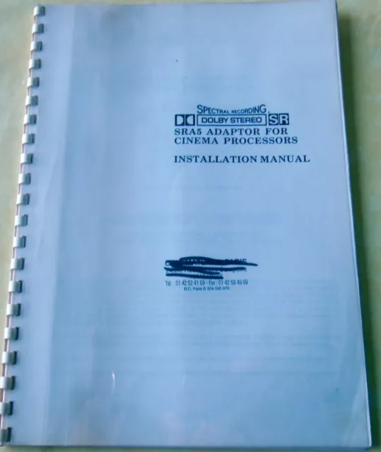 Installation  Manual Dolby Sra5 Adapator