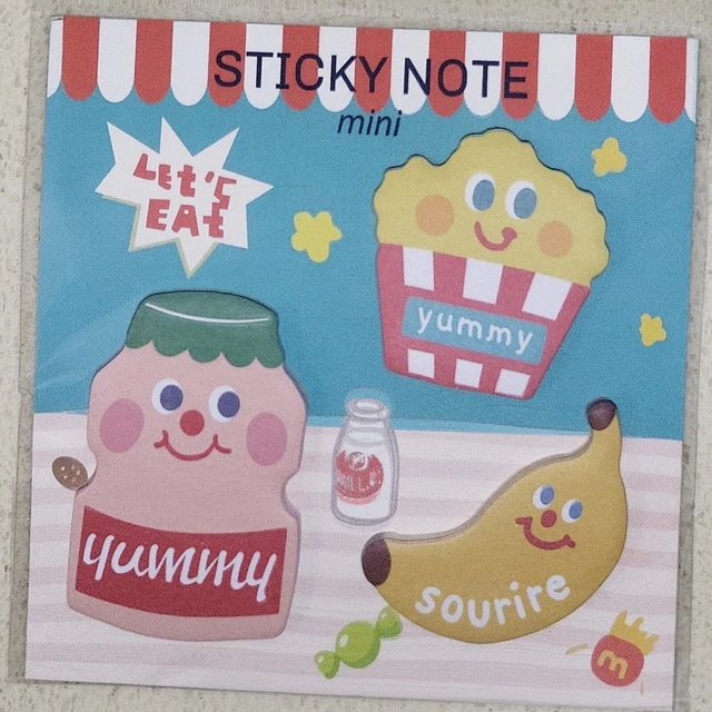 Paper Note Food KAWAII FOOD BANANA, Yogurt Drink, & French fries sticky note memo pad ...