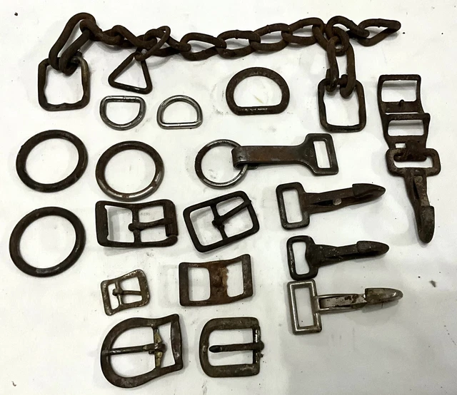 Vintage Cast Iron Steel Horse Harness Lot Tack Barn Hook Hardware