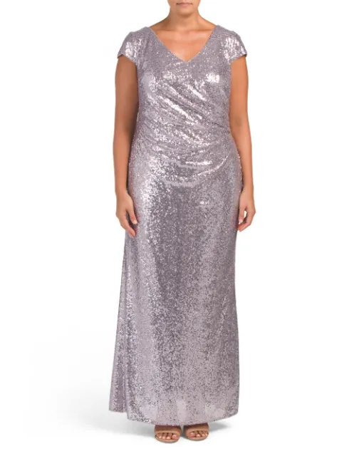 ADRIANNA PAPELL Plus Sequin Mermaid Gown (size 14W)