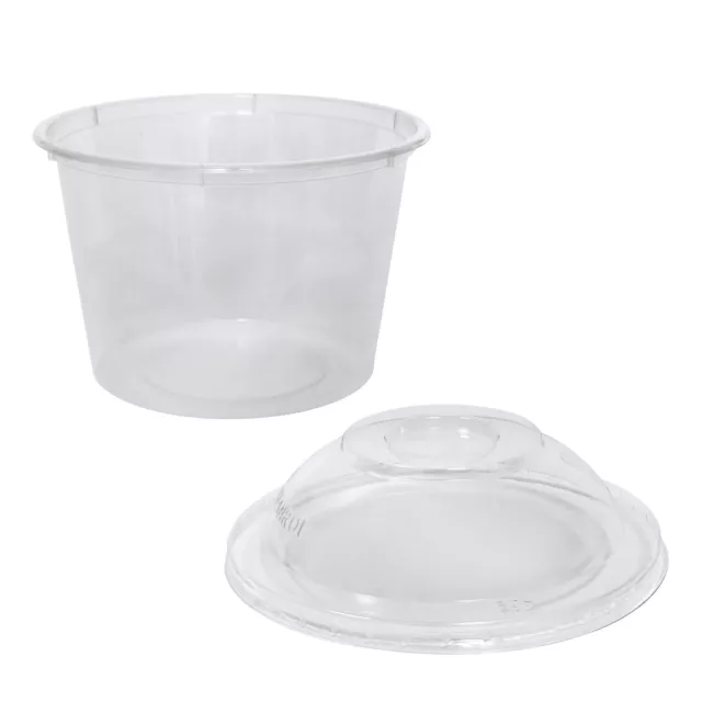 50x Clear Plastic Container with Dome Lid 520mL Round Disposable Rice Dish