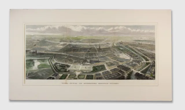 1873 VIENNA 81x40cm engraved panorama + hand-colouring Illustrated London News 2