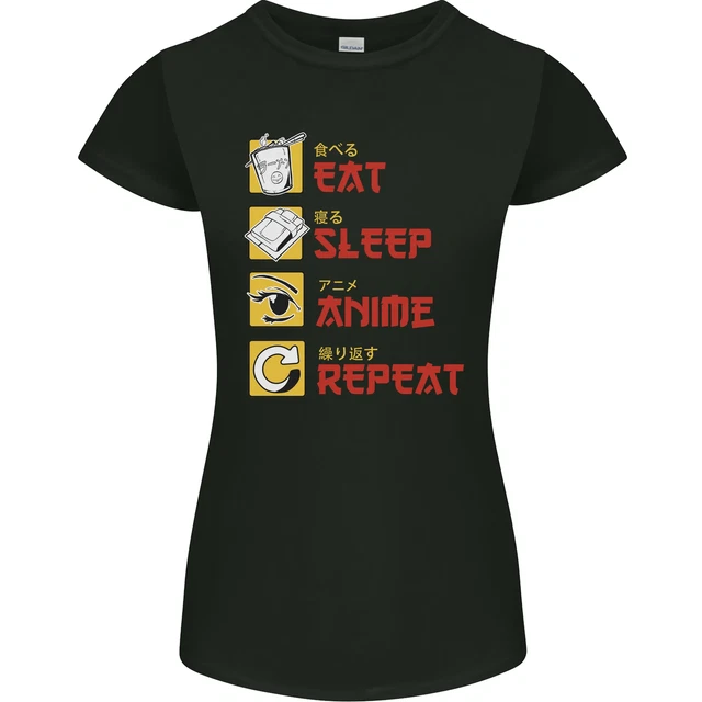 Eat Sleep Anime Repeat Womens Petite Cut T-Shirt