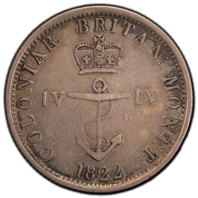 British West Indies 1822 1/4 Dollar Silver Coin KM #3 - Anchor Money