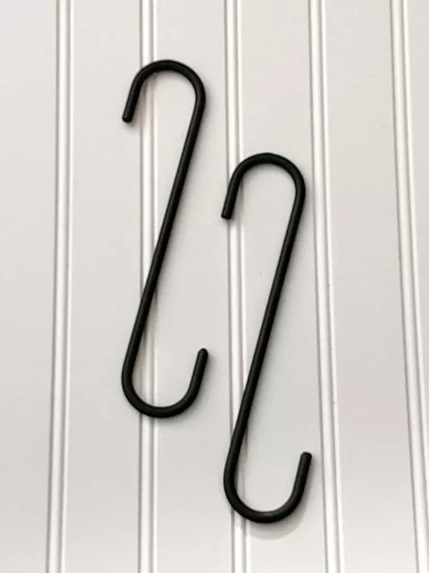 Amish crafted wrought iron 9" Plain S hooks - Set of 2 - Sturdy & Strong metal