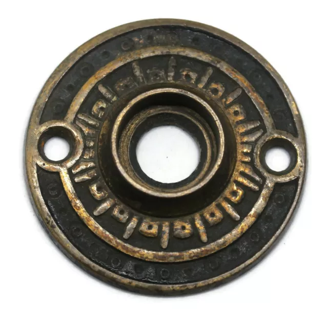 Antique 2" Diameter Cast Bronze/ Brass Ornate Escutcheon Door Knob Rosette
