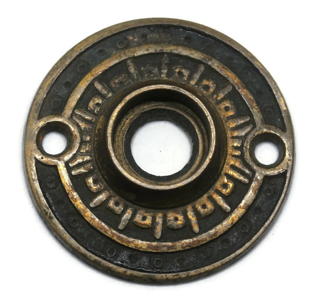 Antique 2" Diameter Cast Bronze/ Brass Ornate Escutcheon Door Knob Rosette