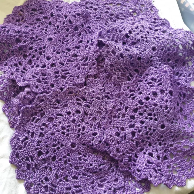 Vintage Round Doilies Mats Purple Glitter Retro x 12 Crochet  *