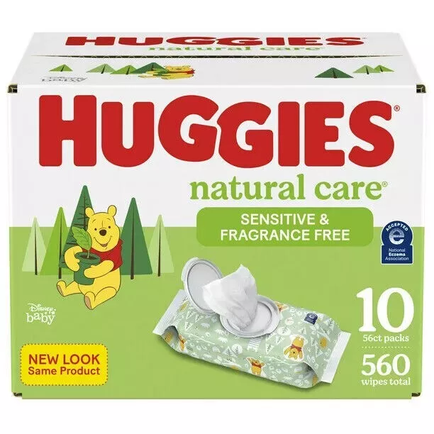 Baby Wipes Huggies Natural Care Sensitive Baby Wipes10 Flip-Top Packs (560 Wipes