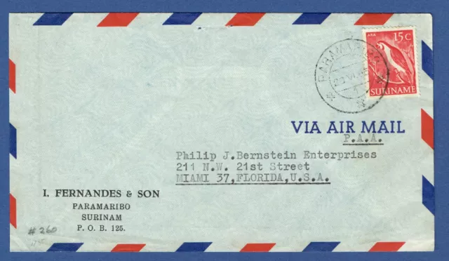 Suriname 1955. Airmail Cover From Paramaribo To Usa.