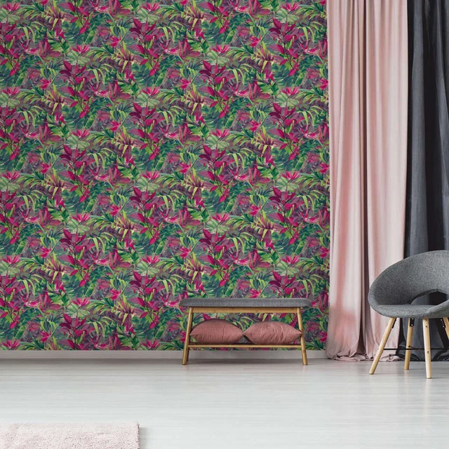 DUTCH WALLCOVERINGS Carta da Parati Paradise Flower Rosa