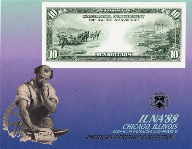 BEP SOUVENIR CARD – 1915 $10 FEDERAL RESERVE BANK NOTE - BACK Fr 810
