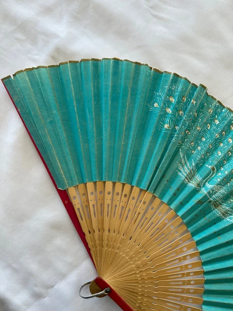 Vintage Oriental Red Hand Fan