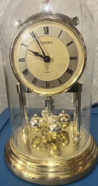 Linden Quartz Glass Dome Anniversary Clock Made In Germany excellent