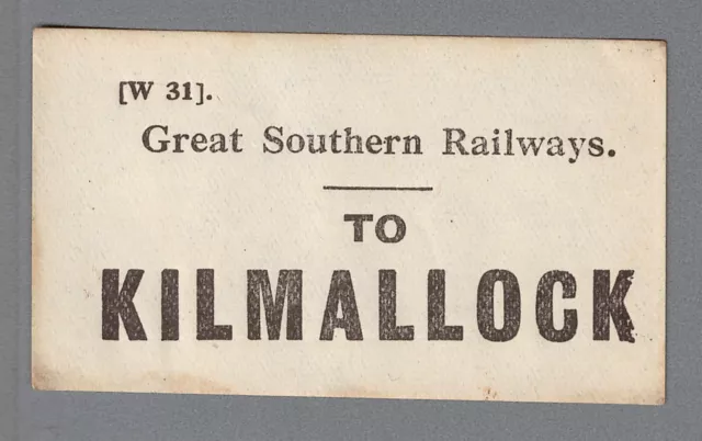 GREAT SOUTHERN RAILWAYS (Ireland) LUGGAGE LABEL - KILMALLOCK (W.31)