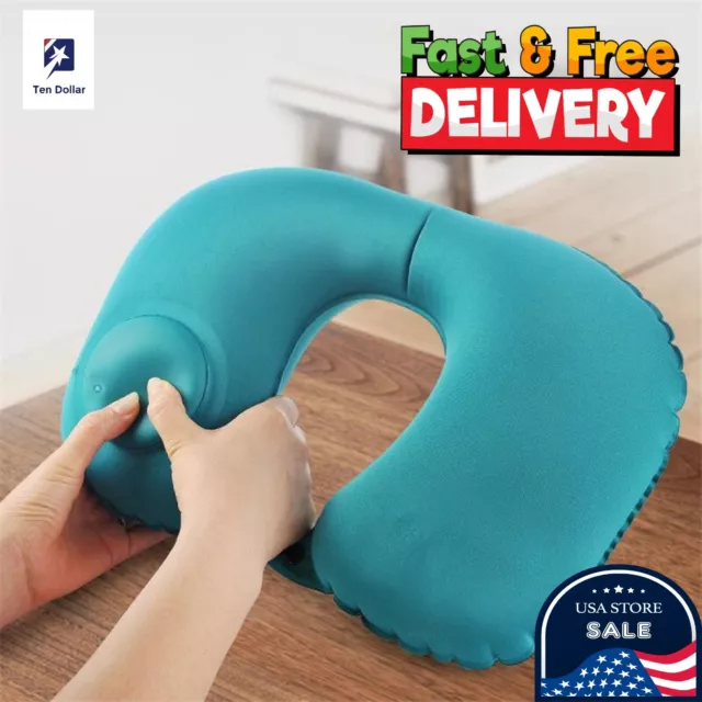 U-shaped Inflatable Airplane Pillow Neck Travel Pillows Head and Neck Support US