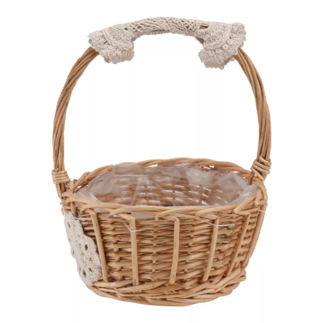 Handheld Rattan Woven Storage Basket with Handle - Wedding Decorations-RW