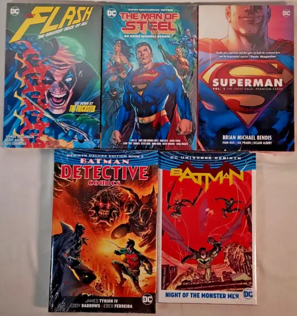 DC Graphic Novel Lot - Man of Steel, Superman Unity, Batman Detective, Flash