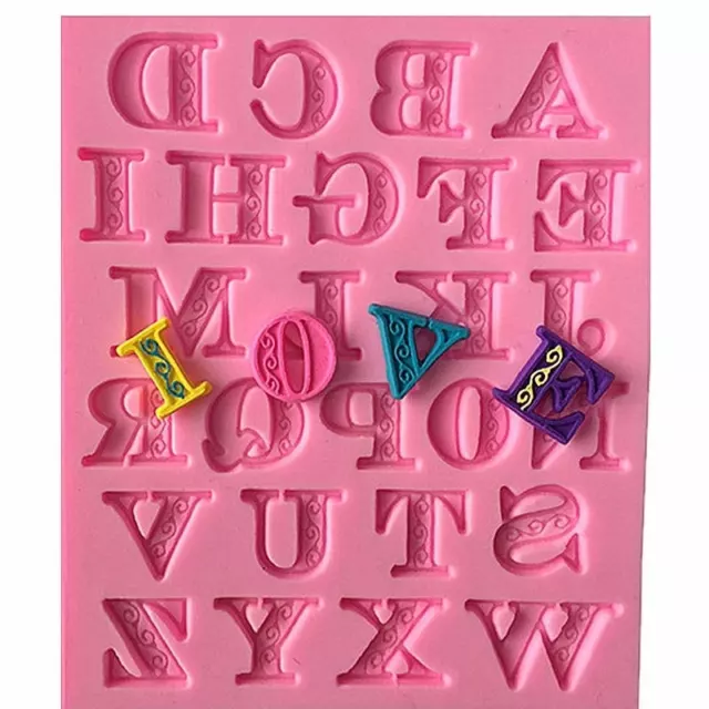 Moule Silicone Lettres de Alphabet avec gravures pour Savon Fimo Cire Polyester