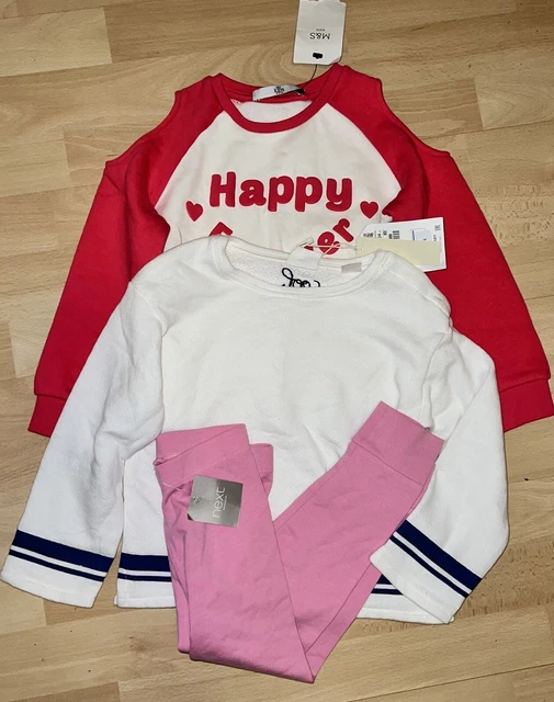 Girls Bundle 3-4 Years Sweater Top Jumper Pink Slogan Leggings Bundle Zara M&S