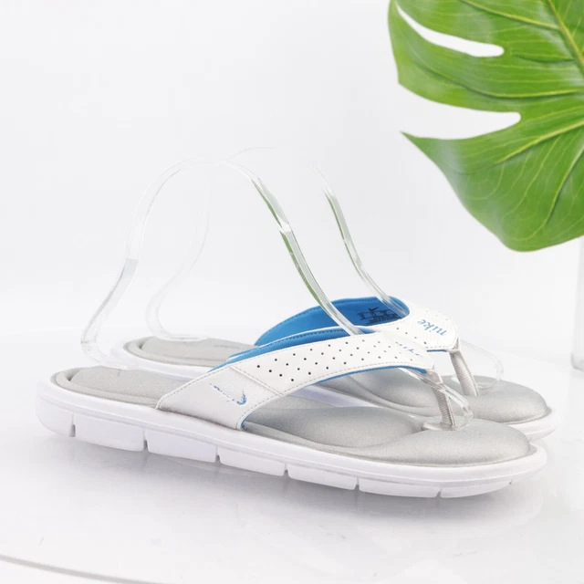 Nike Women's Comfort Thong Flip Flop Size 10 Sandal White Gray Slide Beach Shoes