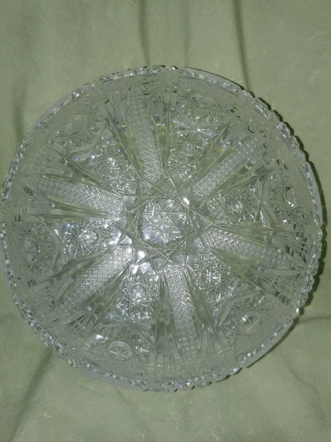 Antique American Brilliant Cut Crystal Glass  Sawtooth Bowl ABP 8"