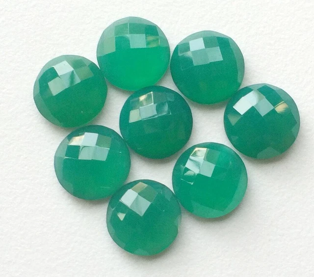 10mm Grün Onyx Facettiert Rund Flache Rückseite Cabochons, Rose Schliff Cabochon