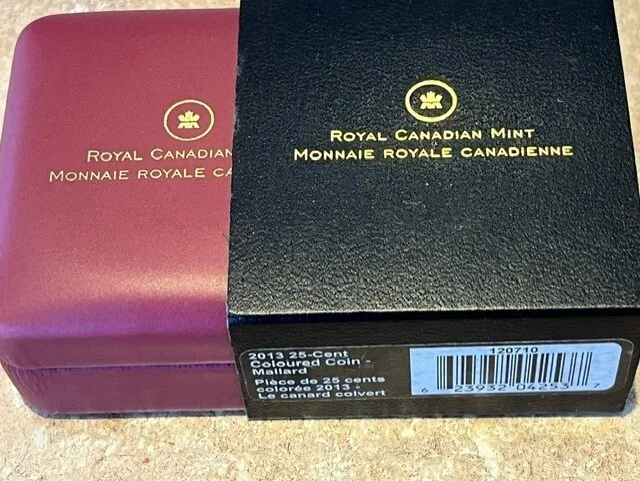 2013 Canada RCM 25 Cent Coloured Coin - Mallard + COA and box