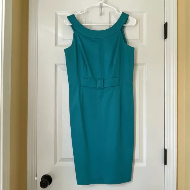 Elegant Ellen Tracy Aquamarine Green Sheath Dress. Size 8! Excellent Condition!