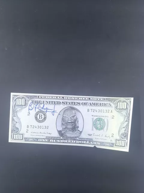 Ben Chapman Signed Autographed Creature From The Black Lagoon Prop $100 Bill