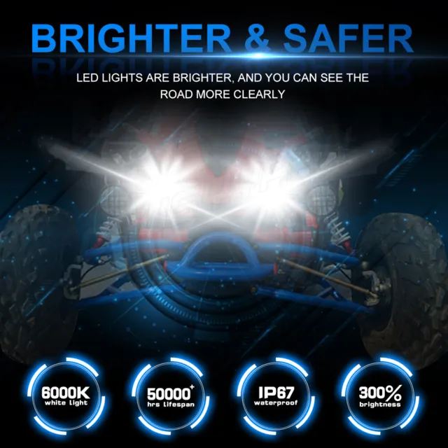 H15 LED Headlight Bulb For TRX420 TRX500 2014-2018 34901-HR3-A21 2PC 6000K WHITE
