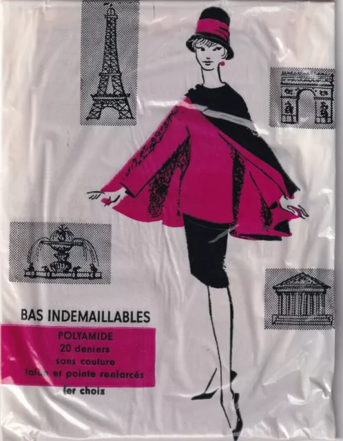 Bas nylon INDEMAILLABLES coloris Soleil. 2 tailles. Stockings East Germany (RDA)