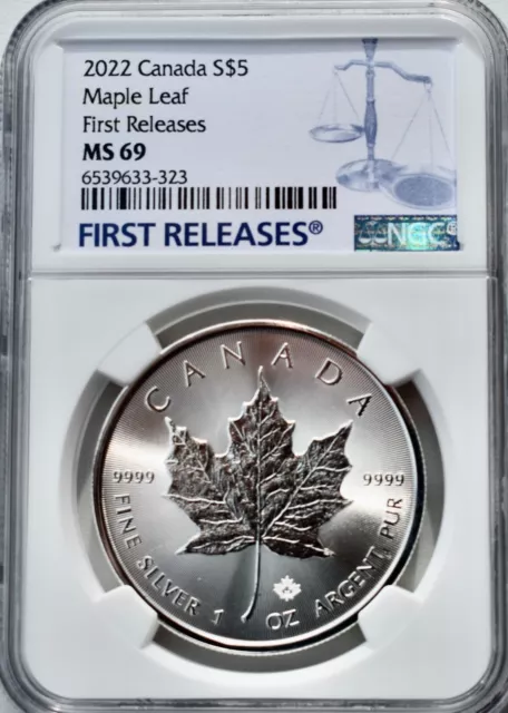2022 Canada 1oz Silver Maple Leaf NGC MS69 Coin FIRST RELEASES