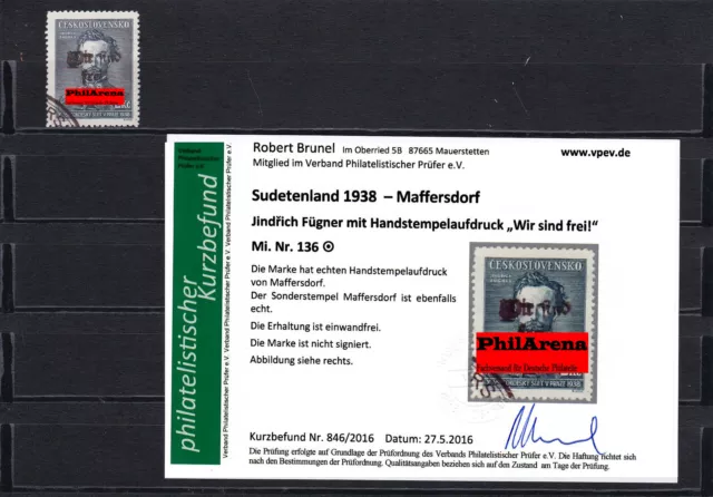 Sudetenland 1938- Maffersdorf: MiNr. 136, gestempelt