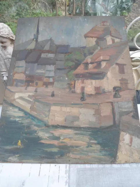 peinture huile paysage avec village