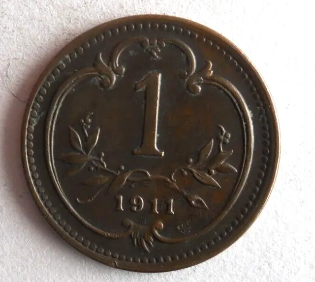 1911 AUSTRIA HELLER - Excellent Vintage Coin - FREE SHIP - AUSTRIA BIN #A