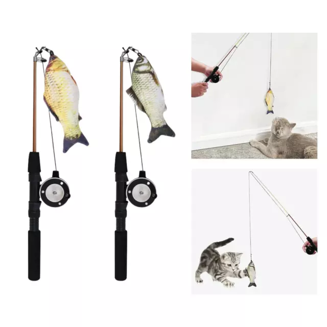 JOUET POUR CHAT canne à pêche avec teaser de poisson taquinerie amusant  chaton jeu neuf EUR 4,92 - PicClick FR