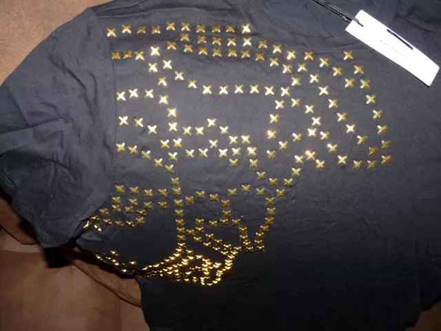 VERSACE COLLECTION Black & Gold Studded Medusa T-SHIRT LOGO Size 2XL NWT 2