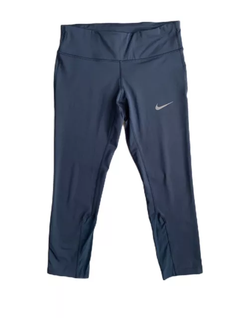 Nike Blue Gray Women’s Dri-Fit Epic Run Tight Fit Crop Leggings Small